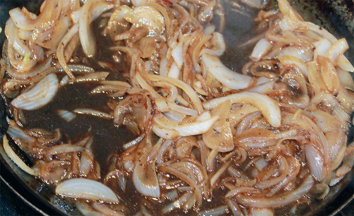 Sweating down onions until caramelised