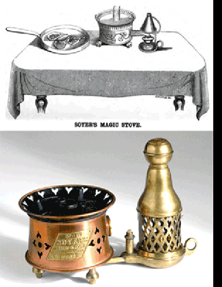 Alexis Soyer magic stove, original engraving and picture of the apparatus