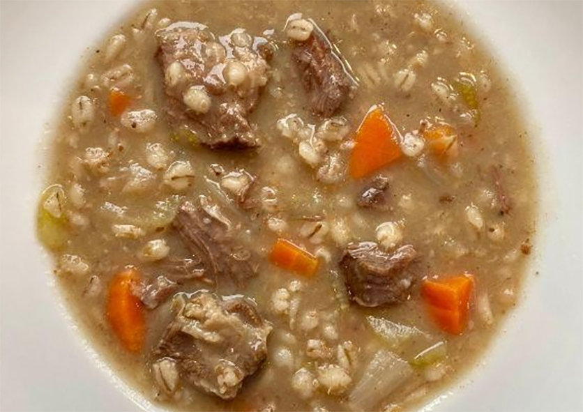 beef tongue soup thickened with rice