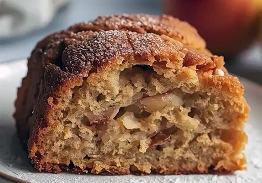 piece of Amish apple cake arranged on a small plate