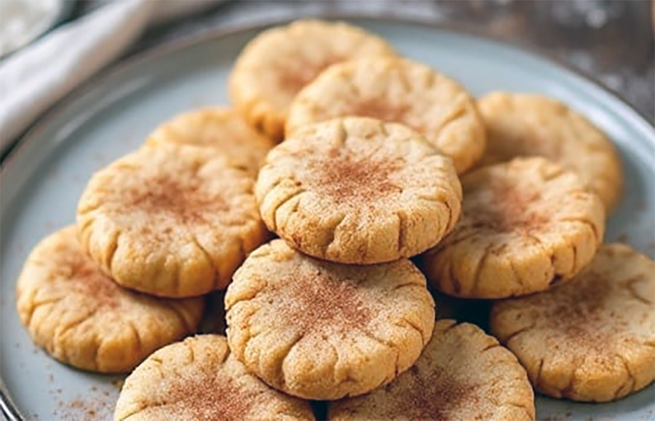 Amish snickerdoodle cookies piled on a plate