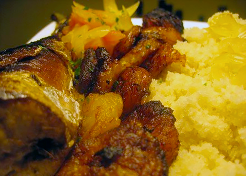 Fish in tomato sauce served with fermented cassava couscous