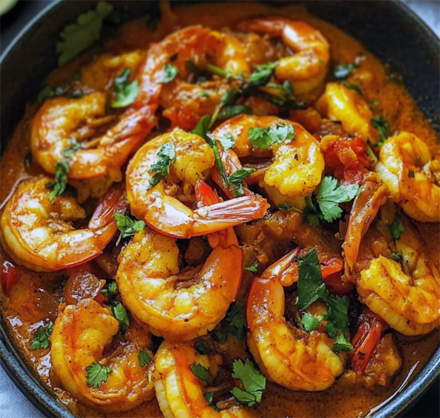 Bangladeshi prawn dopiaza in a bowl