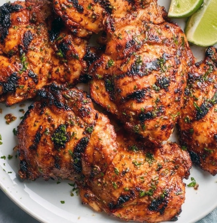 barbecued chicken in achiote sauce served on a plate