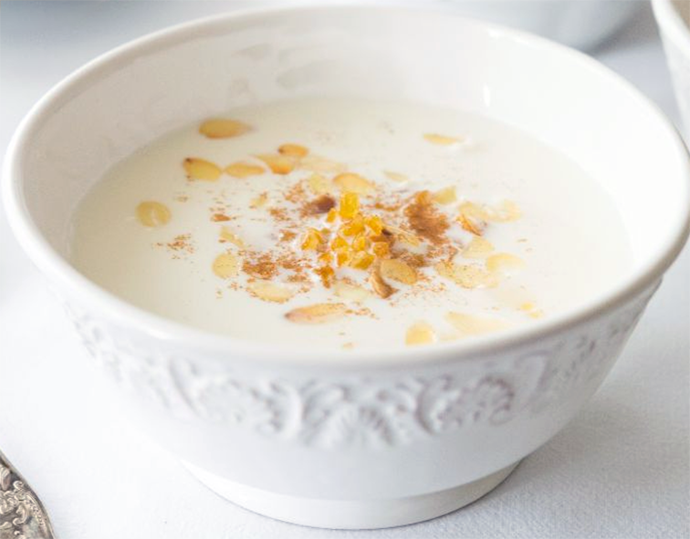 almond cream soup in a bowl
