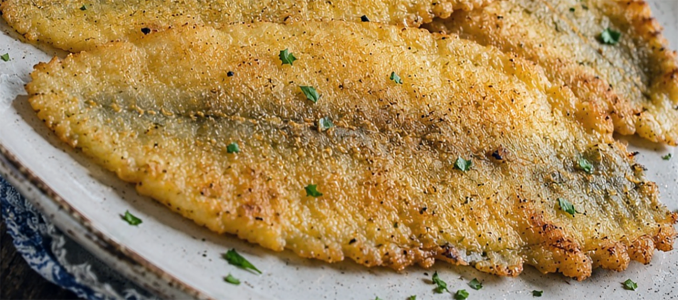 baked breaded sole on a plate