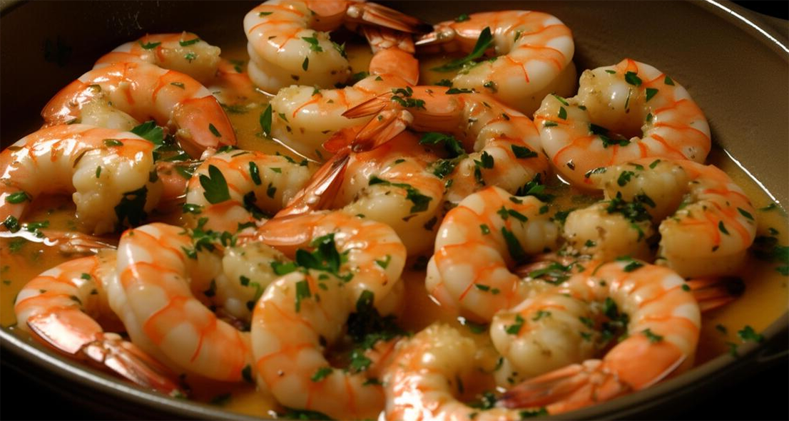 peeled prawns cooked in stock