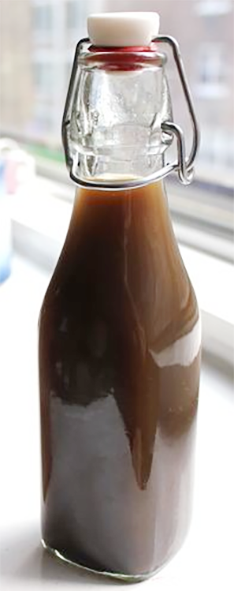 Christopher North's sauce in a stoppered bottle