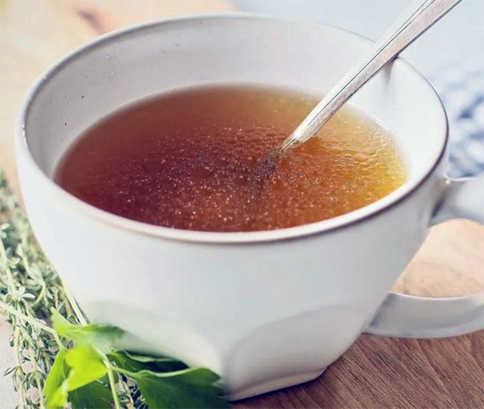 economical meat and vegetable stock in a bowl