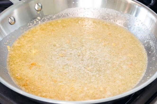 melted butter sauce in a wide pan