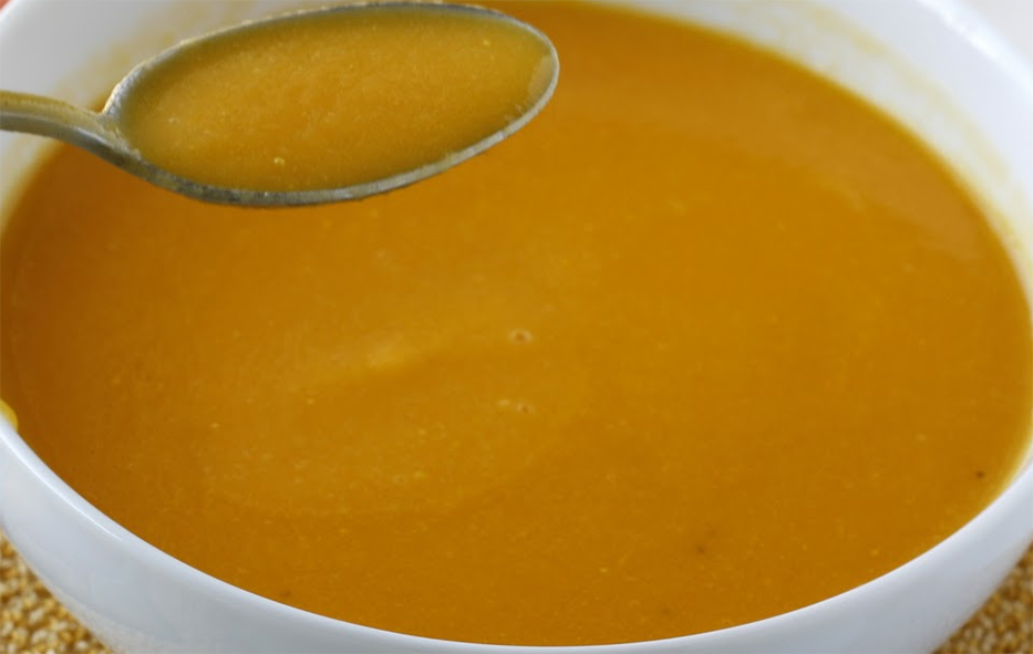 smooth soup of carrot, turnips and onions in meat stock thickened with breadcrumbs
