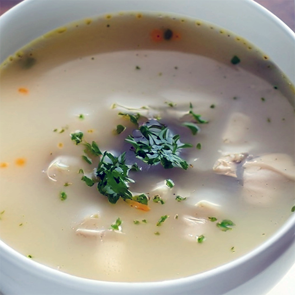 white chicken and almond soup