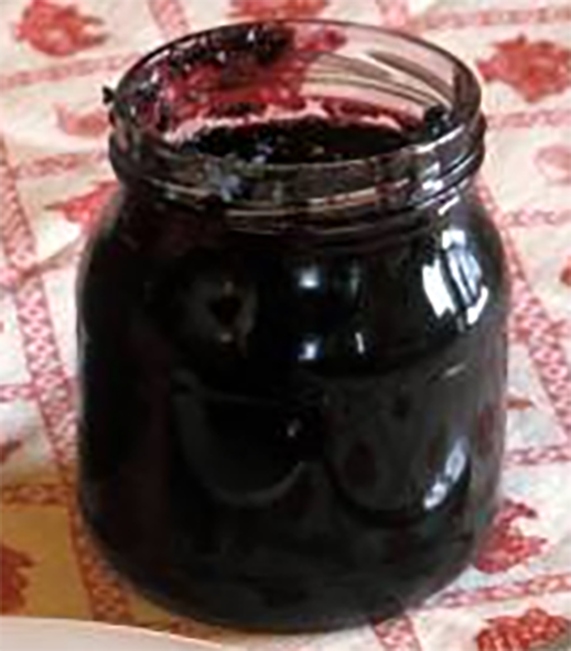 Bilberry jam in a jam jar