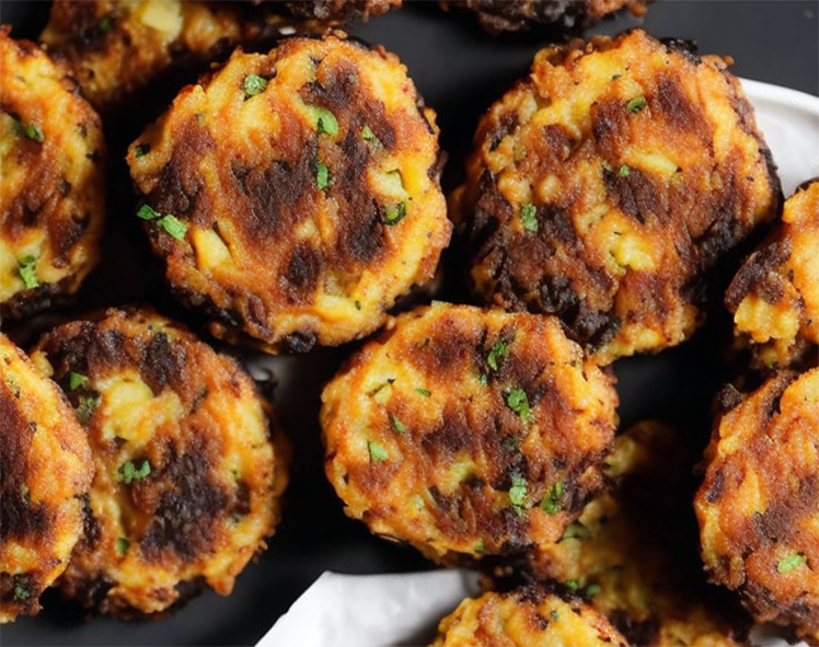 black pudding potato cakes served on plates