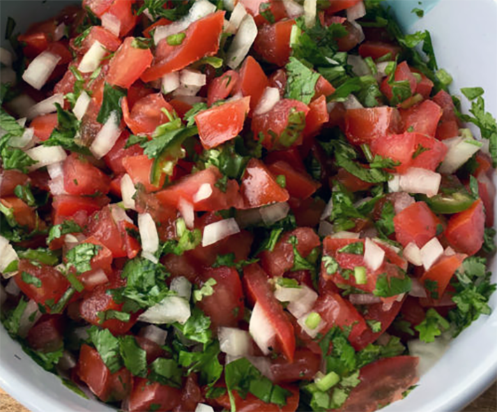 Mauritian salsa of chopped tomatoes with onion, garlic and chillies