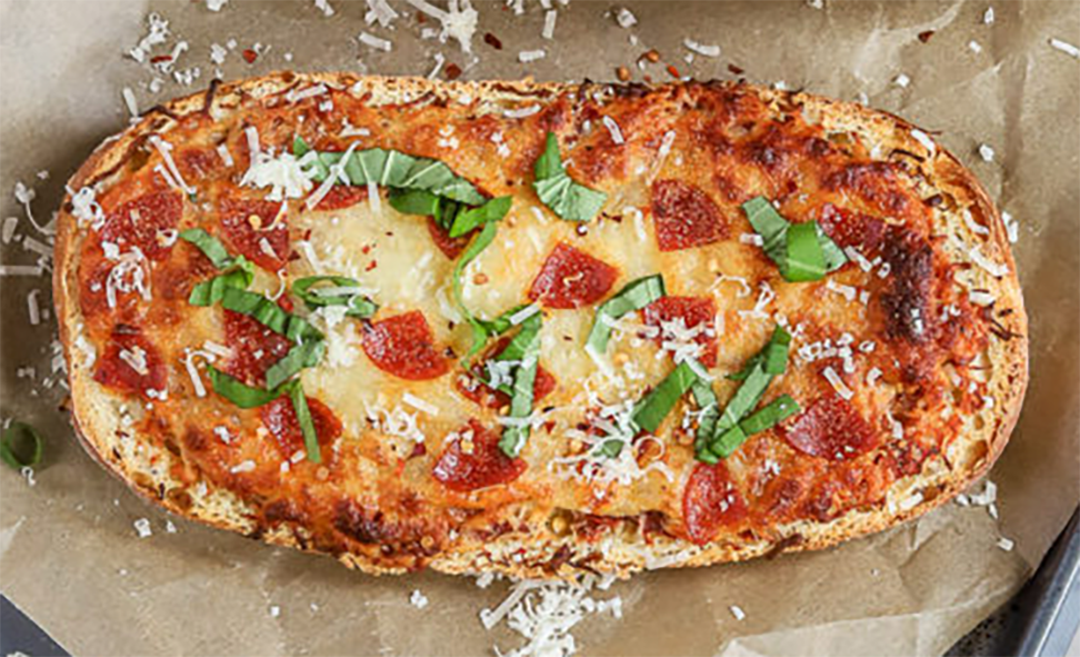 ciabatta lambada, toasted ciabatta bread with a pizza-style topping