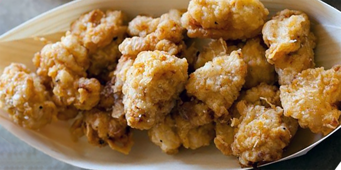 deep fried breaded sweetbreads on a serving dish