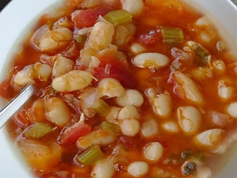 cypriot haricot beans in tomato sauce served in a bowl