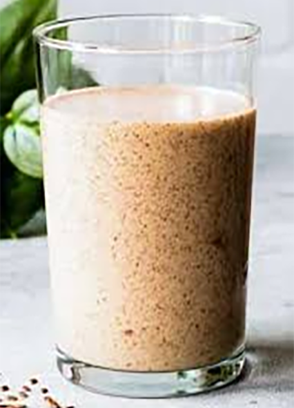 banana flaxseed smoothie in a glass