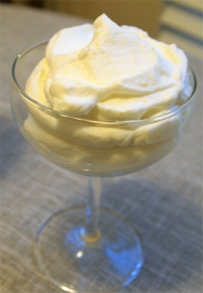 everlasting syllabub served in a dessert glass
