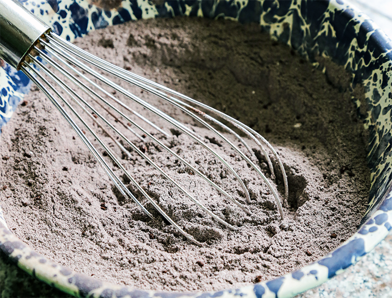 home-made instant chocolate pudding mix in a bowl
