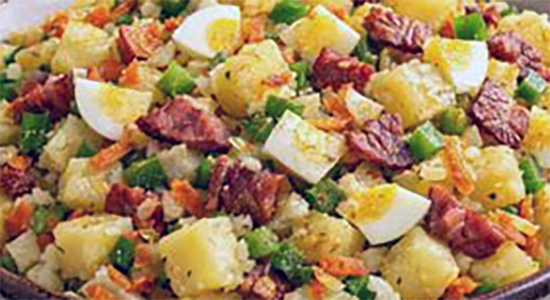 hot dutch potato salad served in a bowl