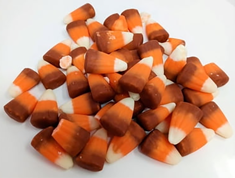 thanksgiving candy corn against a white background