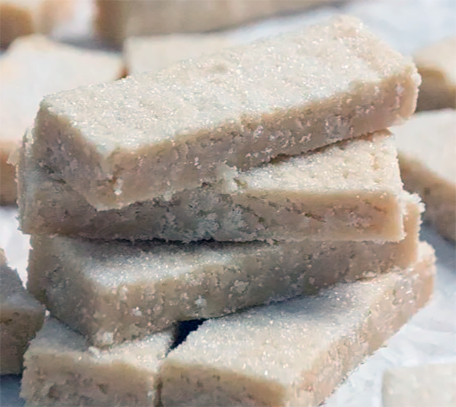fingers if Irish almond shortbread piled four high