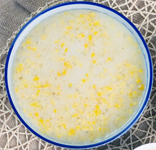 laos corn sago dessert soup in a bowl