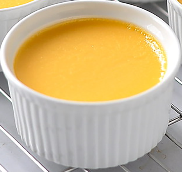lemon custard cup on a wire rack