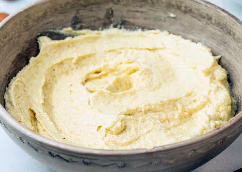 thick almond cream in a bowl