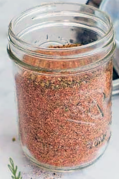 meat and poultry spice blend in a glass jar