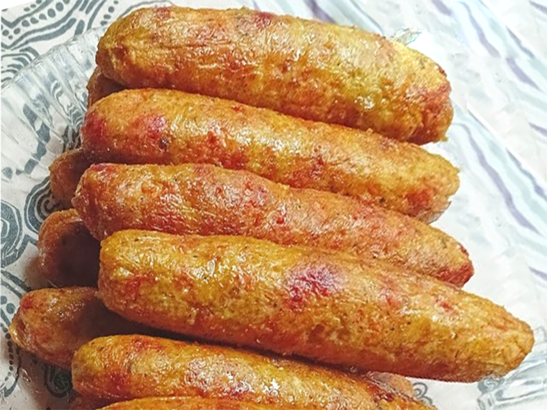 Mexican-flavoured chicken sausages piled on a plate