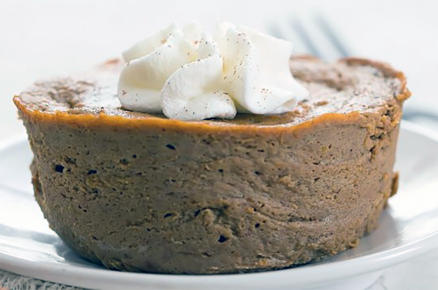 microwaved crustless pumpkin pie on a plate