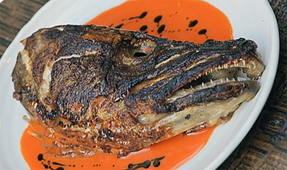 poached cod head and shoulders