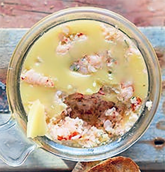 potted crayfish in a glass jar