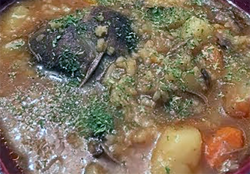 partridge soup in a bowl