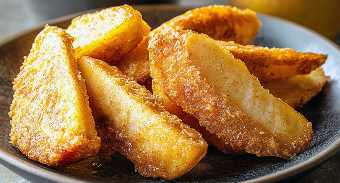 apple wedges fried in lard