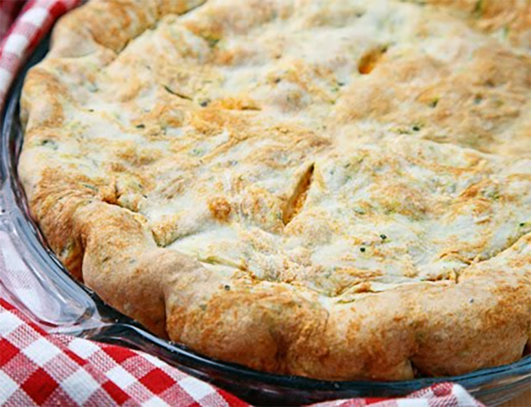 pie topped with a biscuit pie crust