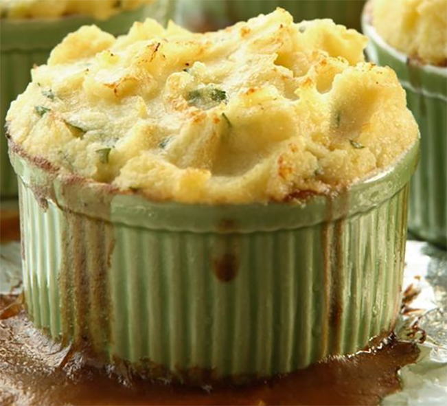 individual cottage pie in a ramekin