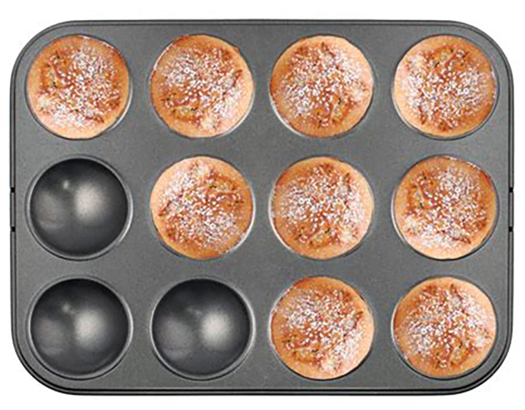 small cakes baked in a patty pan with three well free