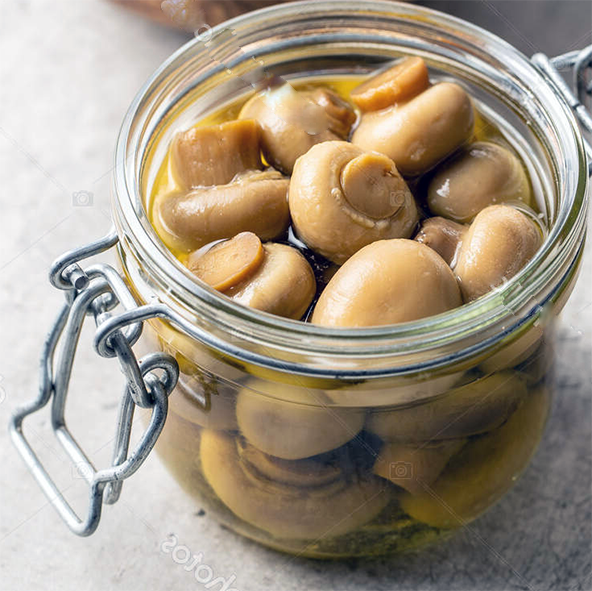 pickled st george mushrooms in a click-top jar