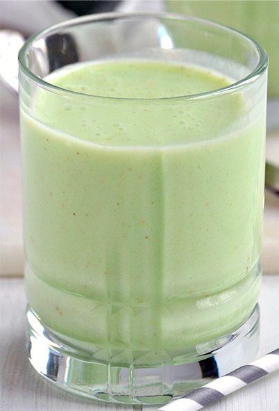pistachio and banana gulp smoothie in a glass