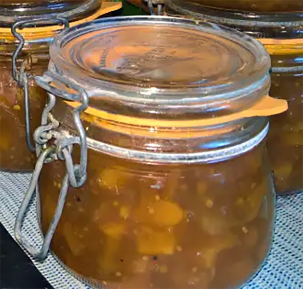 clip top jar of pumpkin chutney