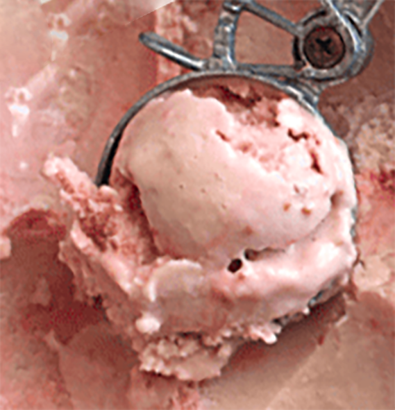 scoop of raspberry and honey ice cream