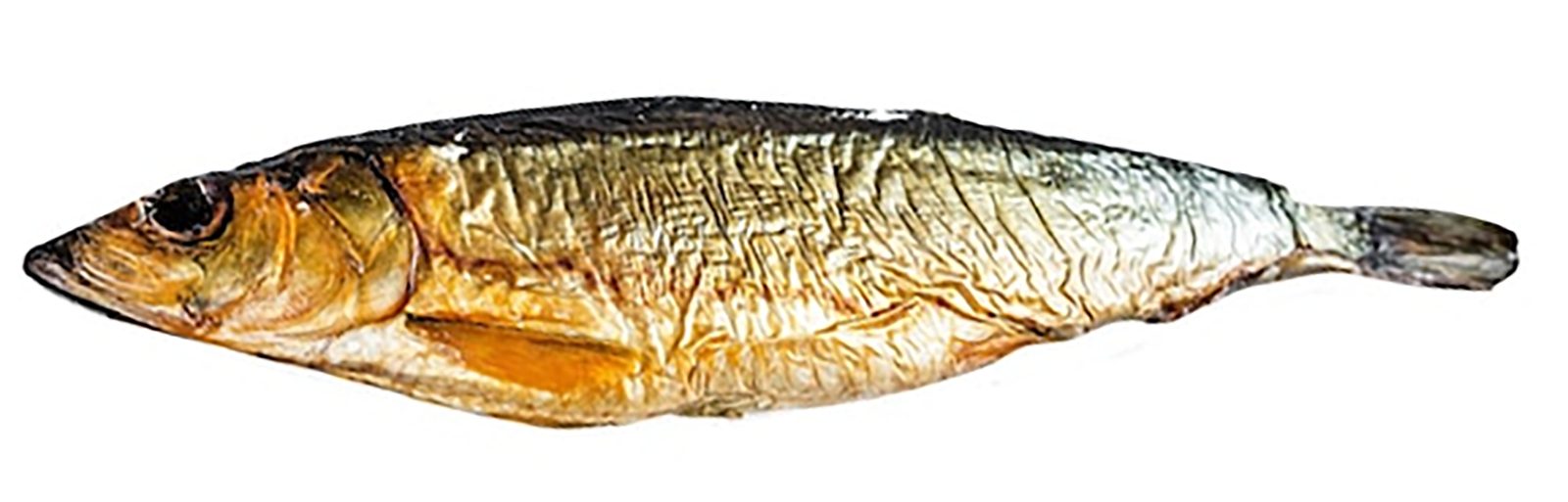 boiled and grilled whole smoked herring