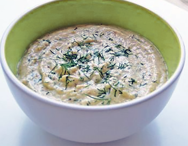 roast fennel mayonnaise in a bowl with a chive garnish