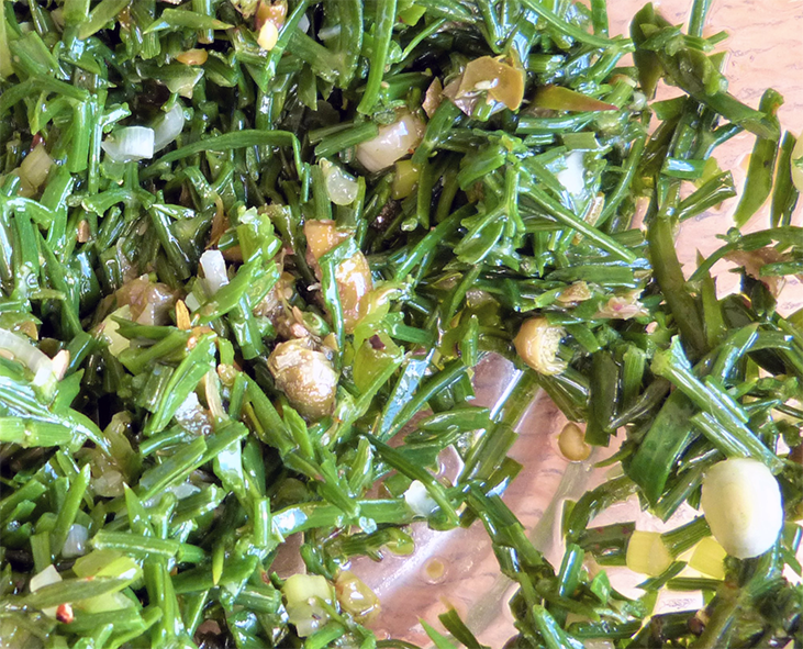 rock samphire salsa verde on a plate