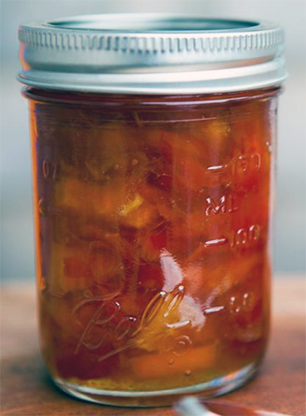 rose hip jam in a glass jar