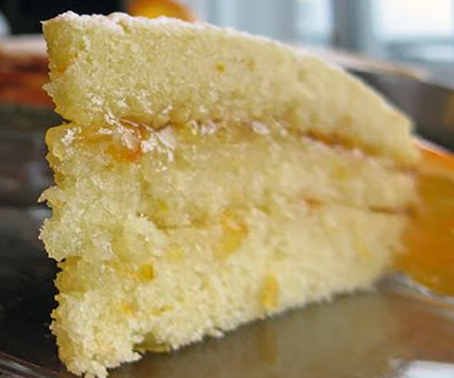 three-layer torta maria luisa with orange marmalade filling from El Salvador